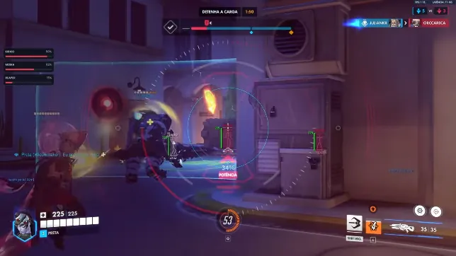 Overwatch 2 ESP and skeleton overlay during a Payload match